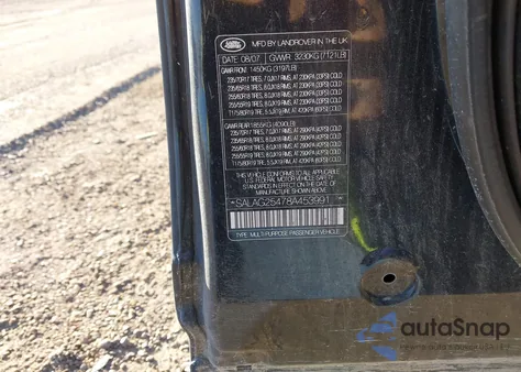 2008 Land Rover Lr3 V8 Hse z USA, uszkodzony, nr VIN SALAG25478A453991